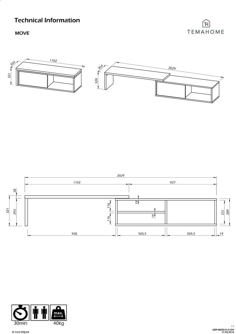 TV Stand - Concrete Melamine/Black Lacque (Code BE97)