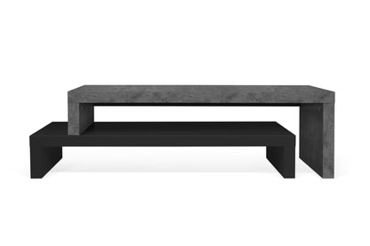 TV Stand - Concrete Melamine/Black Lacque
