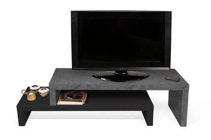 TV Stand - Concrete Melamine/Black Lacque