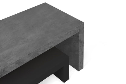 TV Stand - Concrete Melamine/Black Lacque