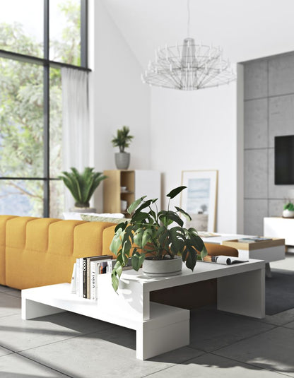 TV Stand - Concrete Melamine/Black Lacque