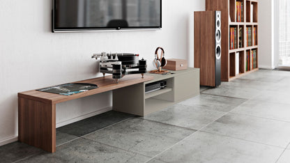 TV Stand - Concrete Melamine/Black Lacque (Code BE97)