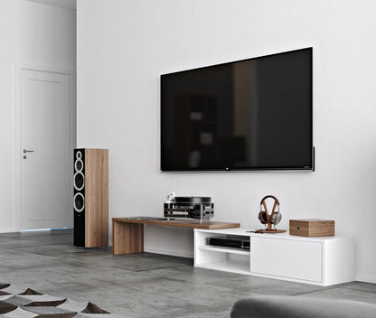 TV Stand - Concrete Melamine/Black Lacque (Code BE97)