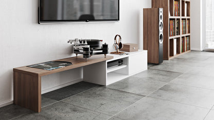 TV Stand - Concrete Melamine/Black Lacque (Code BE97)
