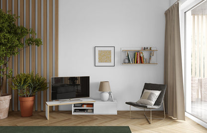 TV Stand - Concrete Melamine/Black Lacque (Code BE97)