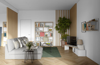 TV Stand - Concrete Melamine/Black Lacque (Code BE97)